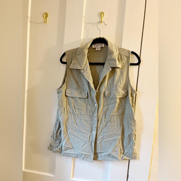 Vintage raw silk button tank - Picture 3 of 6